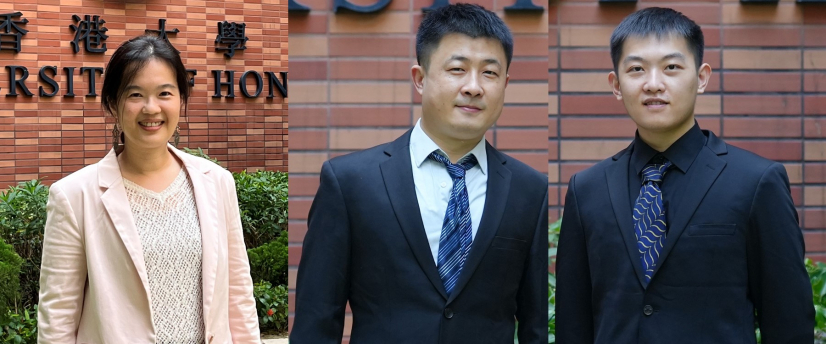 (From left) Dr Wei-Ning Lee,  Dr Jinping Dong,  and Mr Haotian Guan, Department of Electrical and Electronic Engineering, HKU
 